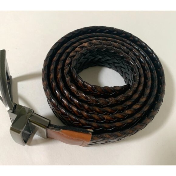 CAF Mens Size 42 105 Brown Weave Leather Belt - Picture 2 of 5